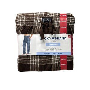 NWT Lucky Brand Men's Fleece Pants - Brown Plaid XL